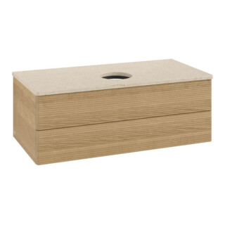 V&B Waschtischunterschrank mit Frontstruktur -Beleuchtung Antao 100x36x50cm, WBP-farbe botti., honey oak