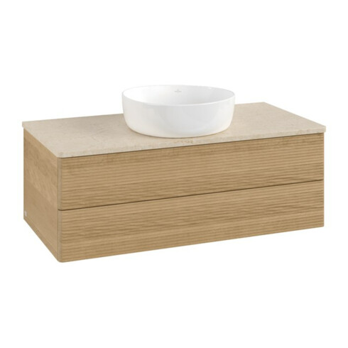 V&B Waschtischunterschrank mit Frontstruktur -Beleuchtung Antao 100x36x50cm, WBP-farbe botti., honey oak