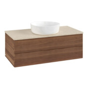 V&B Waschtischunterschrank mit Frontstruktur -Beleuchtung Antao 100x36x50cm, WBP-farbe botti., w. walnut