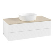 V&B Waschtischunterschrank mit Frontstruktur -Beleuchtung Antao 100x36x50cm, WBP-farbe botti., wh. m Lac