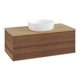 V&B Waschtischunterschrank mit Frontstruktur -Beleuchtung Antao 100x36x50cm, WBP-farbe hon. Oa, w. wal