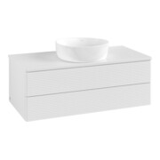 V&B Waschtischunterschrank mit Frontstruktur -Beleuchtung Antao 100x36x50cm, WBP-farbe Lac, glo wh. Lac