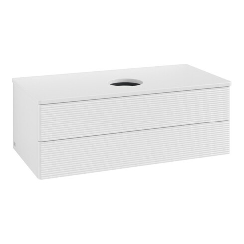 V&B Waschtischunterschrank mit Frontstruktur -Beleuchtung Antao 100x36x50cm, WBP-farbe Lac, glo wh. Lac