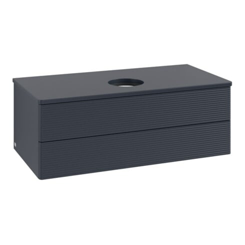 V&B Waschtischunterschrank mit Frontstruktur -Beleuchtung Antao 100x36x50cm, WBP-farbe Lac, md bl. m Lac