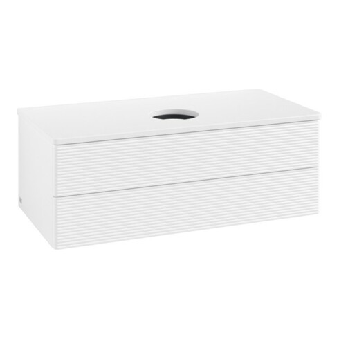 V&B Waschtischunterschrank mit Frontstruktur -Beleuchtung Antao 100x36x50cm, WBP-farbe Lac, wh. m Lac