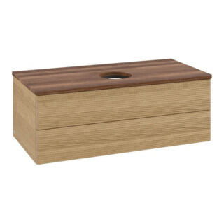 V&B Waschtischunterschrank mit Frontstruktur -Beleuchtung Antao 100x36x50cm, WBP-farbe w. wal, honey oak