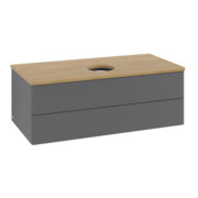 V&B Waschtischunterschrank mit Frontstruktur -Beleuchtung Antao 100x36x50cm, WBP hon. Oa, Anthrac. m Lac