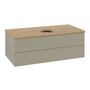 V&B Waschtischunterschrank mit Frontstruktur -Beleuchtung Antao 100x36x50cm, WBP hon. Oa, st. Gr m Lac