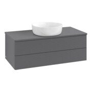 V&B Waschtischunterschrank mit Frontstruktur -Beleuchtung Antao 100x36x50cm, WBP Lac, Anthrac. m Lac