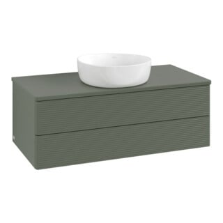 V&B Waschtischunterschrank mit Frontstruktur -Beleuchtung Antao 100x36x50cm, WBP Lac, lea gre. m Lac