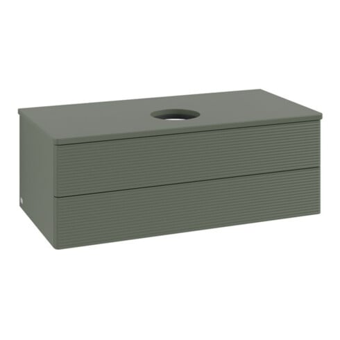 V&B Waschtischunterschrank mit Frontstruktur -Beleuchtung Antao 100x36x50cm, WBP Lac, lea gre. m Lac