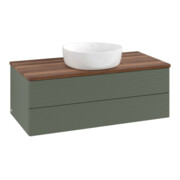 V&B Waschtischunterschrank mit Frontstruktur -Beleuchtung Antao 100x36x50cm, WBP w. wal, lea gre. m Lac