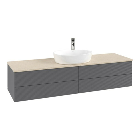 V&B Waschtischunterschrank mit Frontstruktur -Beleuchtung Antao 160x50cm, HL, WBP botti., Anthrac. m Lac