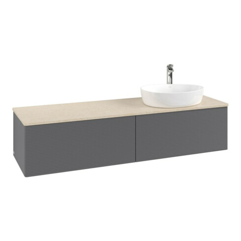 V&B Waschtischunterschrank mit Frontstruktur -Beleuchtung Antao 160x50cm, HL, WBP botti., Anthrac. m Lac