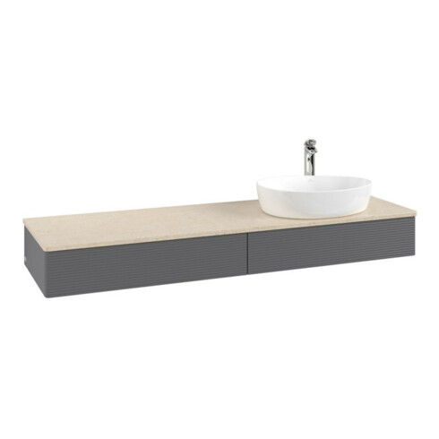 V&B Waschtischunterschrank mit Frontstruktur -Beleuchtung Antao 160x50cm, HL, WBP botti., Anthrac. m Lac