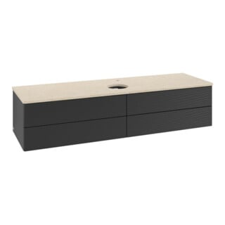 V&B Waschtischunterschrank mit Frontstruktur -Beleuchtung Antao 160x50cm, HL, WBP botti., bla m Lac