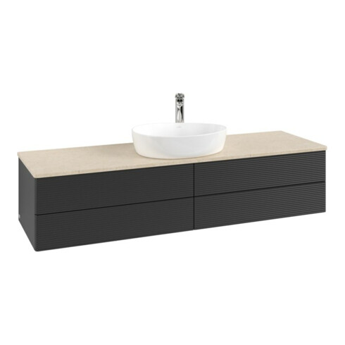 V&B Waschtischunterschrank mit Frontstruktur -Beleuchtung Antao 160x50cm, HL, WBP botti., bla m Lac
