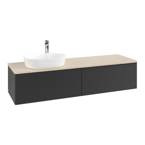 V&B Waschtischunterschrank mit Frontstruktur -Beleuchtung Antao 160x50cm, HL, WBP botti., bla m Lac