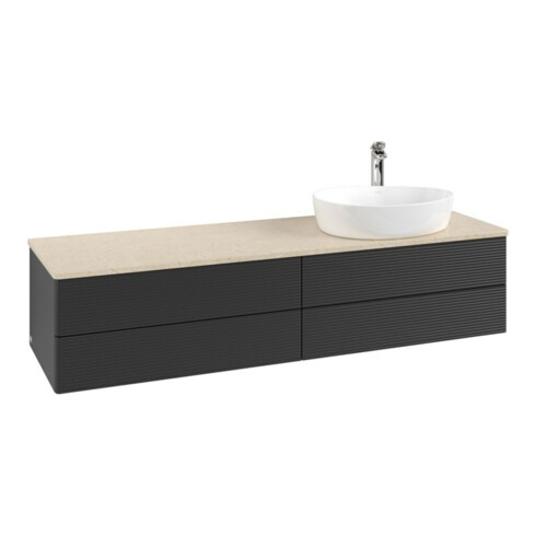 V&B Waschtischunterschrank mit Frontstruktur -Beleuchtung Antao 160x50cm, HL, WBP botti., bla m Lac