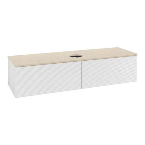 V&B Waschtischunterschrank mit Frontstruktur -Beleuchtung Antao 160x50cm, HL, WBP botti., glo wh. Lac