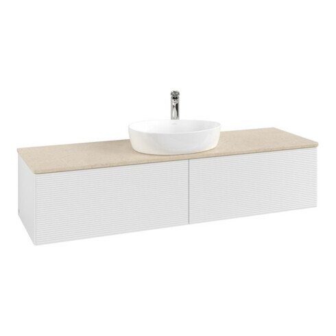 V&B Waschtischunterschrank mit Frontstruktur -Beleuchtung Antao 160x50cm, HL, WBP botti., glo wh. Lac