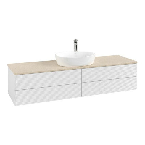 V&B Waschtischunterschrank mit Frontstruktur -Beleuchtung Antao 160x50cm, HL, WBP botti., glo wh. Lac