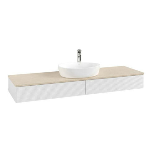V&B Waschtischunterschrank mit Frontstruktur -Beleuchtung Antao 160x50cm, HL, WBP botti., glo wh. Lac