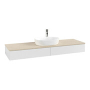 V&B Waschtischunterschrank mit Frontstruktur -Beleuchtung Antao 160x50cm, HL, WBP botti., glo wh. Lac