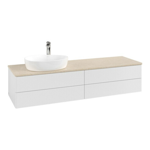 V&B Waschtischunterschrank mit Frontstruktur -Beleuchtung Antao 160x50cm, HL, WBP botti., glo wh. Lac