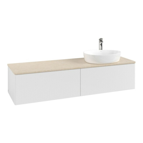V&B Waschtischunterschrank mit Frontstruktur -Beleuchtung Antao 160x50cm, HL, WBP botti., glo wh. Lac