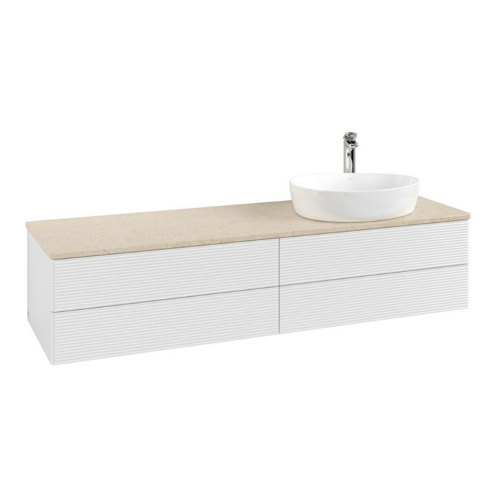 V&B Waschtischunterschrank mit Frontstruktur -Beleuchtung Antao 160x50cm, HL, WBP botti., glo wh. Lac