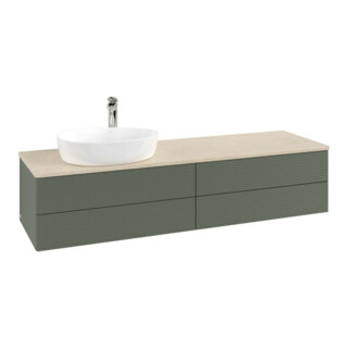 V&B Waschtischunterschrank mit Frontstruktur -Beleuchtung Antao 160x50cm, HL, WBP botti., lea gre. m Lac