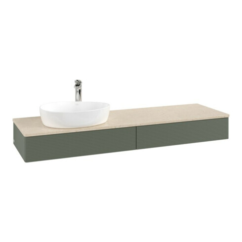 V&B Waschtischunterschrank mit Frontstruktur -Beleuchtung Antao 160x50cm, HL, WBP botti., lea gre. m Lac