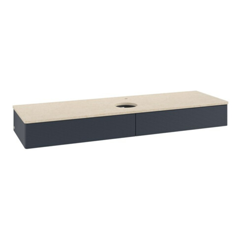 V&B Waschtischunterschrank mit Frontstruktur -Beleuchtung Antao 160x50cm, HL, WBP botti., md bl. m Lac