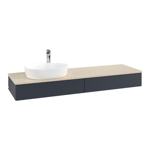 V&B Waschtischunterschrank mit Frontstruktur -Beleuchtung Antao 160x50cm, HL, WBP botti., md bl. m Lac