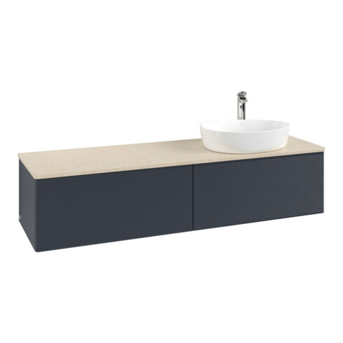 V&B Waschtischunterschrank mit Frontstruktur -Beleuchtung Antao 160x50cm, HL, WBP botti., md bl. m Lac