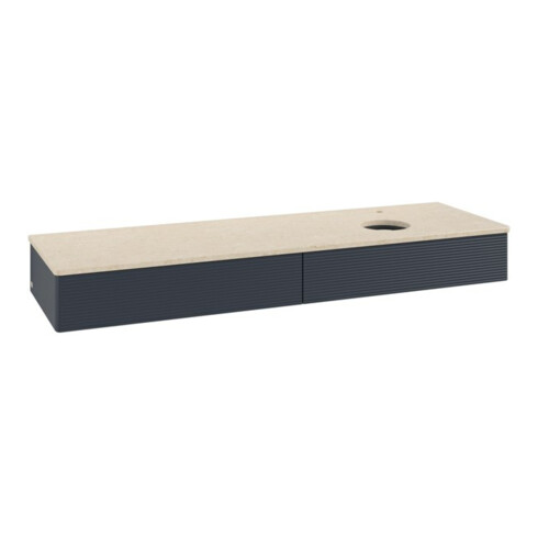 V&B Waschtischunterschrank mit Frontstruktur -Beleuchtung Antao 160x50cm, HL, WBP botti., md bl. m Lac