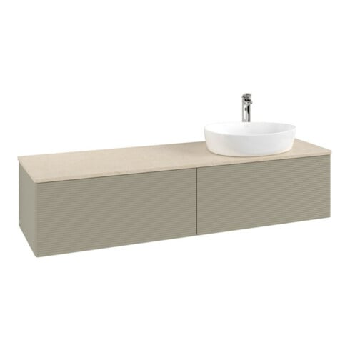V&B Waschtischunterschrank mit Frontstruktur -Beleuchtung Antao 160x50cm, HL, WBP botti., st. Gr m Lac