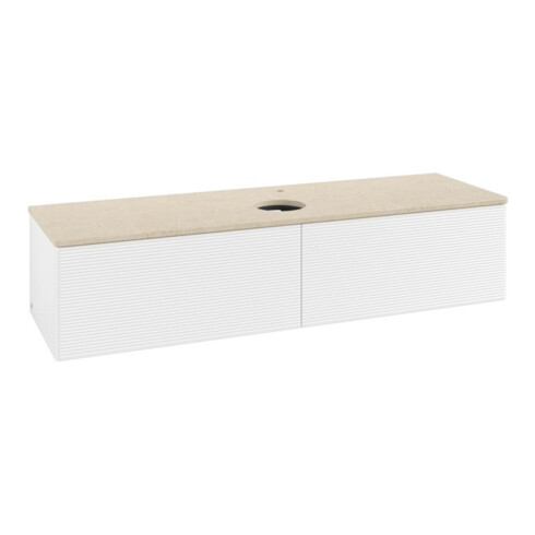V&B Waschtischunterschrank mit Frontstruktur -Beleuchtung Antao 160x50cm, HL, WBP botti., wh. m Lac
