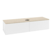V&B Waschtischunterschrank mit Frontstruktur -Beleuchtung Antao 160x50cm, HL, WBP botti., wh. m Lac