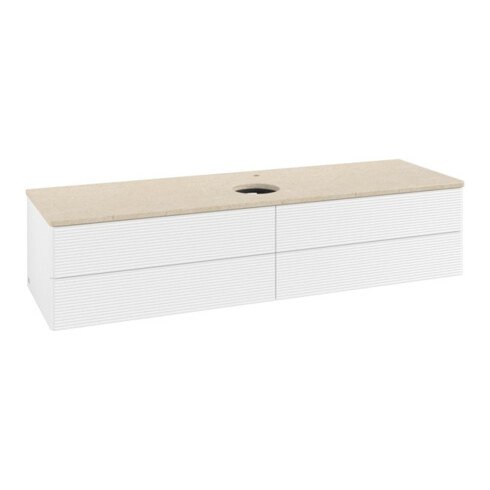 V&B Waschtischunterschrank mit Frontstruktur -Beleuchtung Antao 160x50cm, HL, WBP botti., wh. m Lac