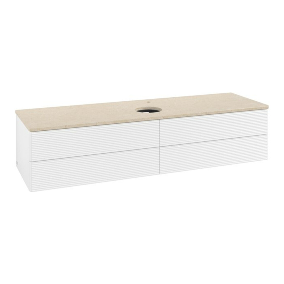 V&B Waschtischunterschrank mit Frontstruktur -Beleuchtung Antao 160x50cm, HL, WBP botti., wh. m Lac