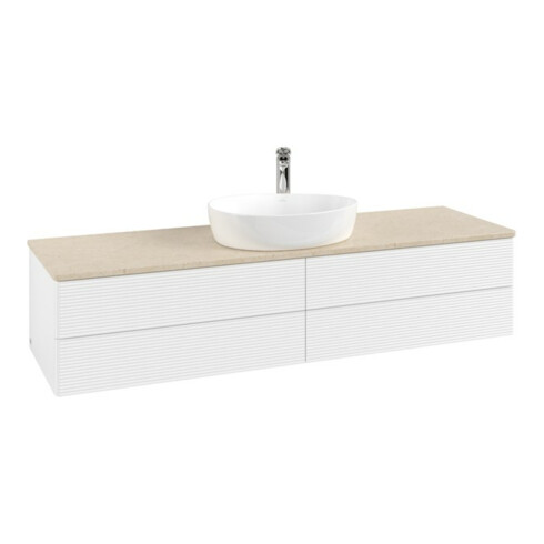 V&B Waschtischunterschrank mit Frontstruktur -Beleuchtung Antao 160x50cm, HL, WBP botti., wh. m Lac
