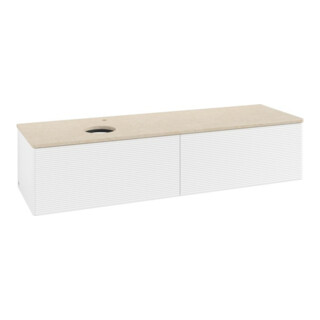 V&B Waschtischunterschrank mit Frontstruktur -Beleuchtung Antao 160x50cm, HL, WBP botti., wh. m Lac