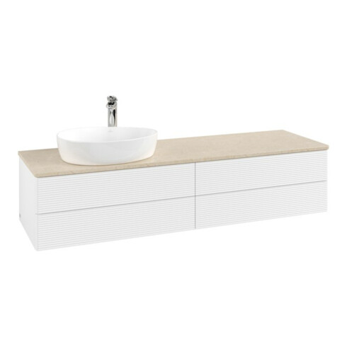 V&B Waschtischunterschrank mit Frontstruktur -Beleuchtung Antao 160x50cm, HL, WBP botti., wh. m Lac