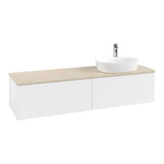 V&B Waschtischunterschrank mit Frontstruktur -Beleuchtung Antao 160x50cm, HL, WBP botti., wh. m Lac