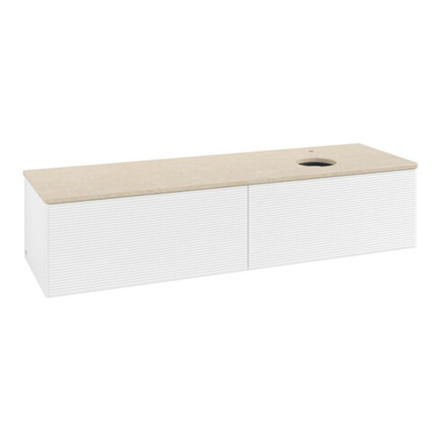 V&B Waschtischunterschrank mit Frontstruktur -Beleuchtung Antao 160x50cm, HL, WBP botti., wh. m Lac