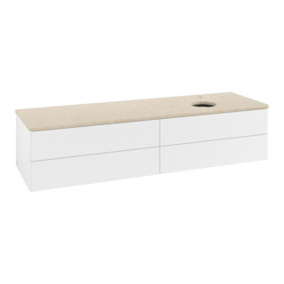 V&B Waschtischunterschrank mit Frontstruktur -Beleuchtung Antao 160x50cm, HL, WBP botti., wh. m Lac