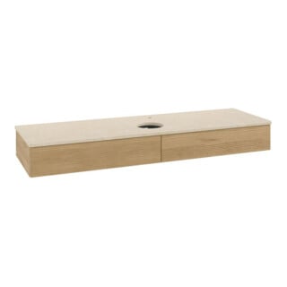 V&B Waschtischunterschrank mit Frontstruktur -Beleuchtung Antao 160x50cm, HL, WBP-farbe botti., hon. Oa