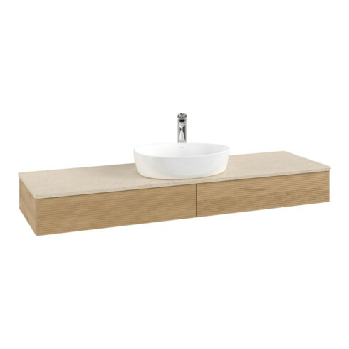 V&B Waschtischunterschrank mit Frontstruktur -Beleuchtung Antao 160x50cm, HL, WBP-farbe botti., hon. Oa